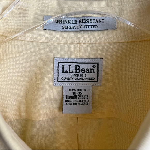 LL Bean Button-down Shirt Yellow Size 18-35 Wrinkle Resistant Slightly Fitted - Picture 3 of 7